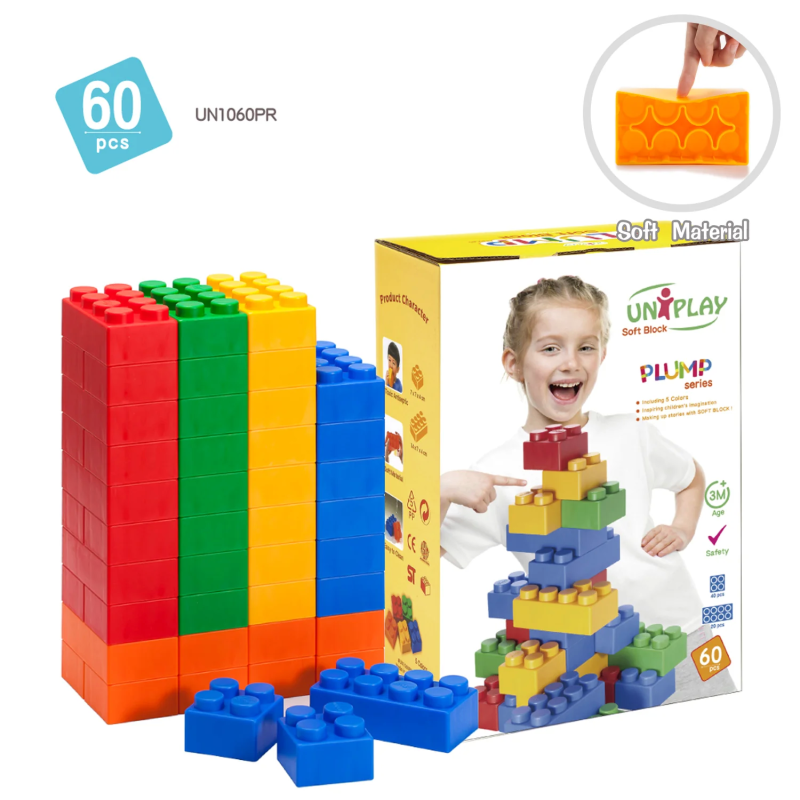 Blocs de construction souples uniques en matériau antibactérien, sans danger pour les bébés à partir de 3 ans. Blocs de construction souples uniques en matériau antibactérien, sans danger pour les bébés à partir de 3 ans.