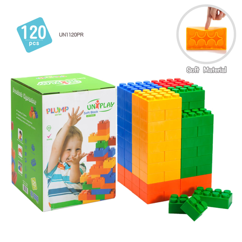 Blocs de construction souples uniques en matériau antibactérien, sans danger pour les bébés à partir de 3 ans. Blocs de construction souples uniques en matériau antibactérien, sans danger pour les bébés à partir de 3 ans.