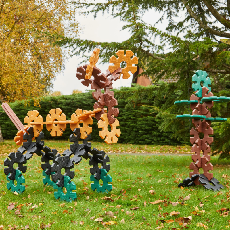 Construire des chevaux, des voitures ou des fleurs n'est pas un problème avec les jouets Polydron.